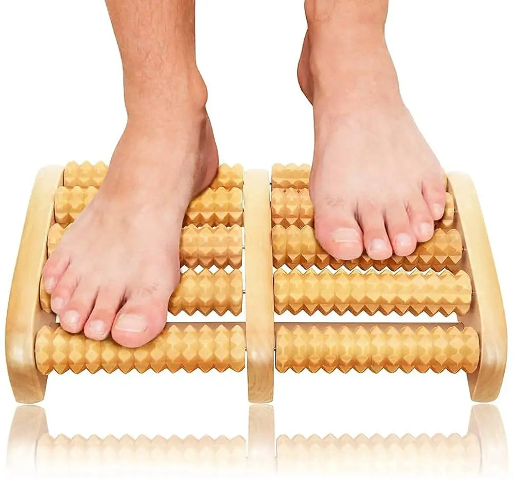Premium Natural Wooden Foot Massage Roller – Manual Reflexology Foot Massager