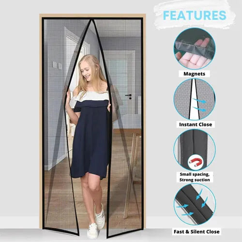 Premium Quality Mosquito Magic Mesh In Hard Box With 20pcs Double Tape Stickers And 12pcs Hocks For Easy Installation