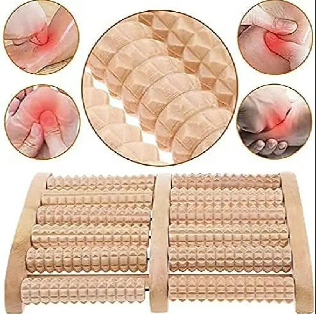 Premium Natural Wooden Foot Massage Roller – Manual Reflexology Foot Massager