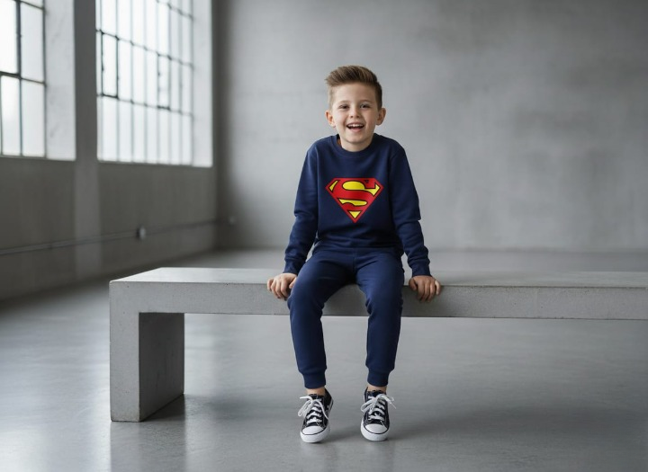 Superman Printed Sweatshirt & Pajama Trouser Tracksuit for Kids | Winter Warm Fleece Clothing Set Outfit for Boys & Girls extra large