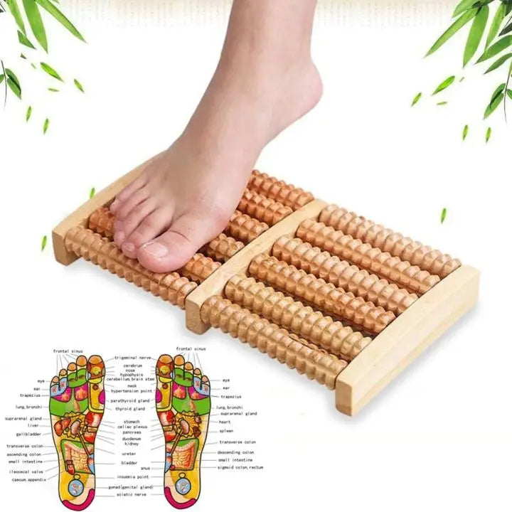 Premium Natural Wooden Foot Massage Roller – Manual Reflexology Foot Massager
