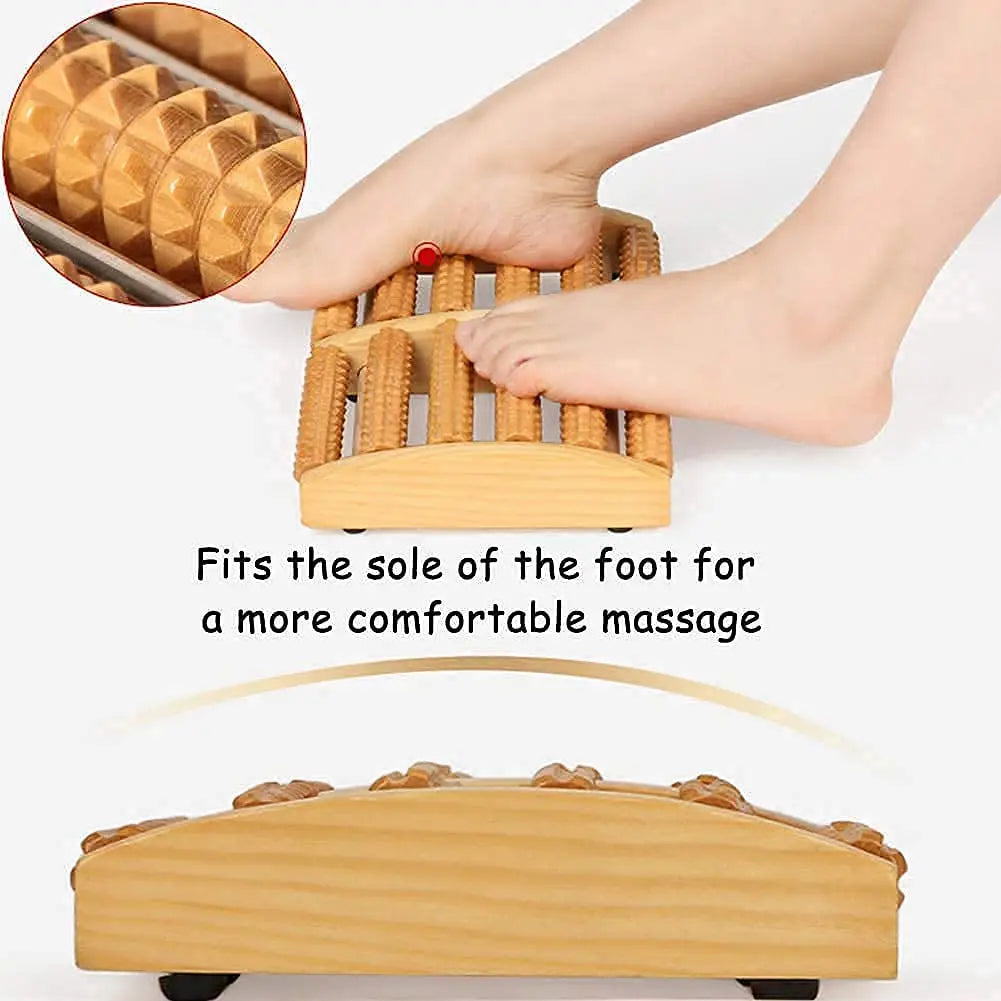 Premium Natural Wooden Foot Massage Roller – Manual Reflexology Foot Massager