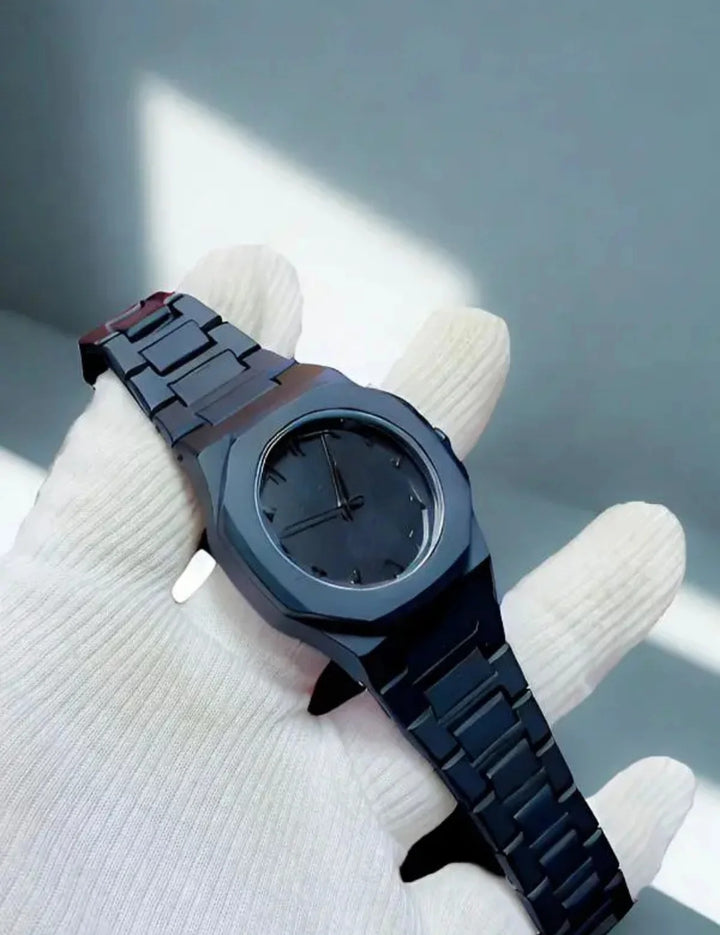 Full Black Aura Quartz Analog Watch – Lightweight Premium Design for Men & Boys (Without Box)