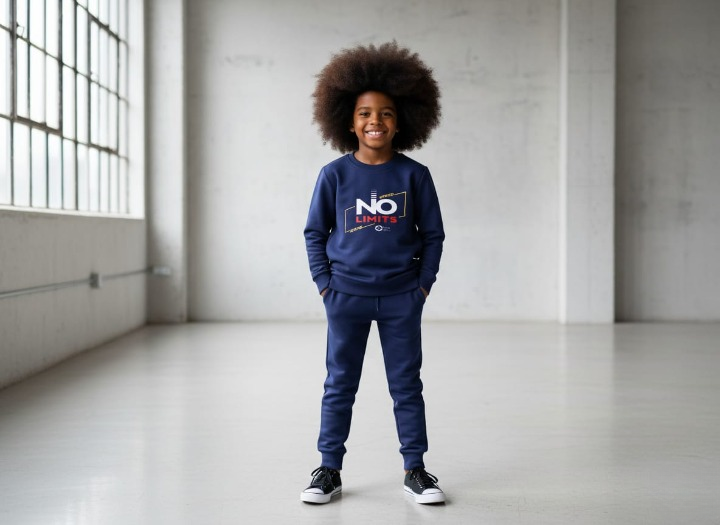 Kids Navey Blue no limit  Printed Stylish Kids' Tracksuit Set extra large