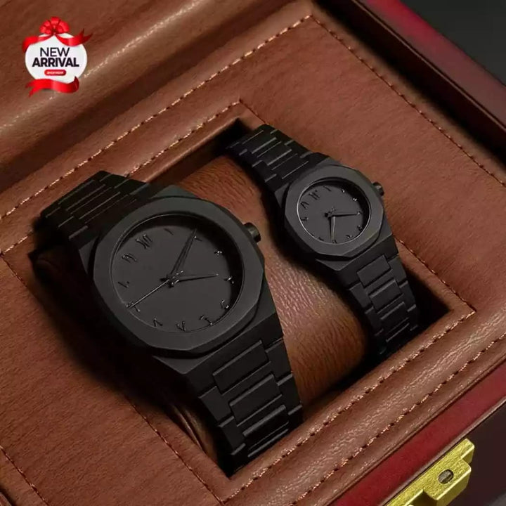 Black Aura Couple Watches – Matching Watches for Men & Women
