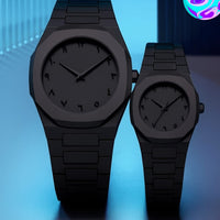 Black Aura Couple Watches for Men and Women – Matching Black Wristwatch Set, Elegant Couple Gift for Anniversary, Wedding and Special Occasions