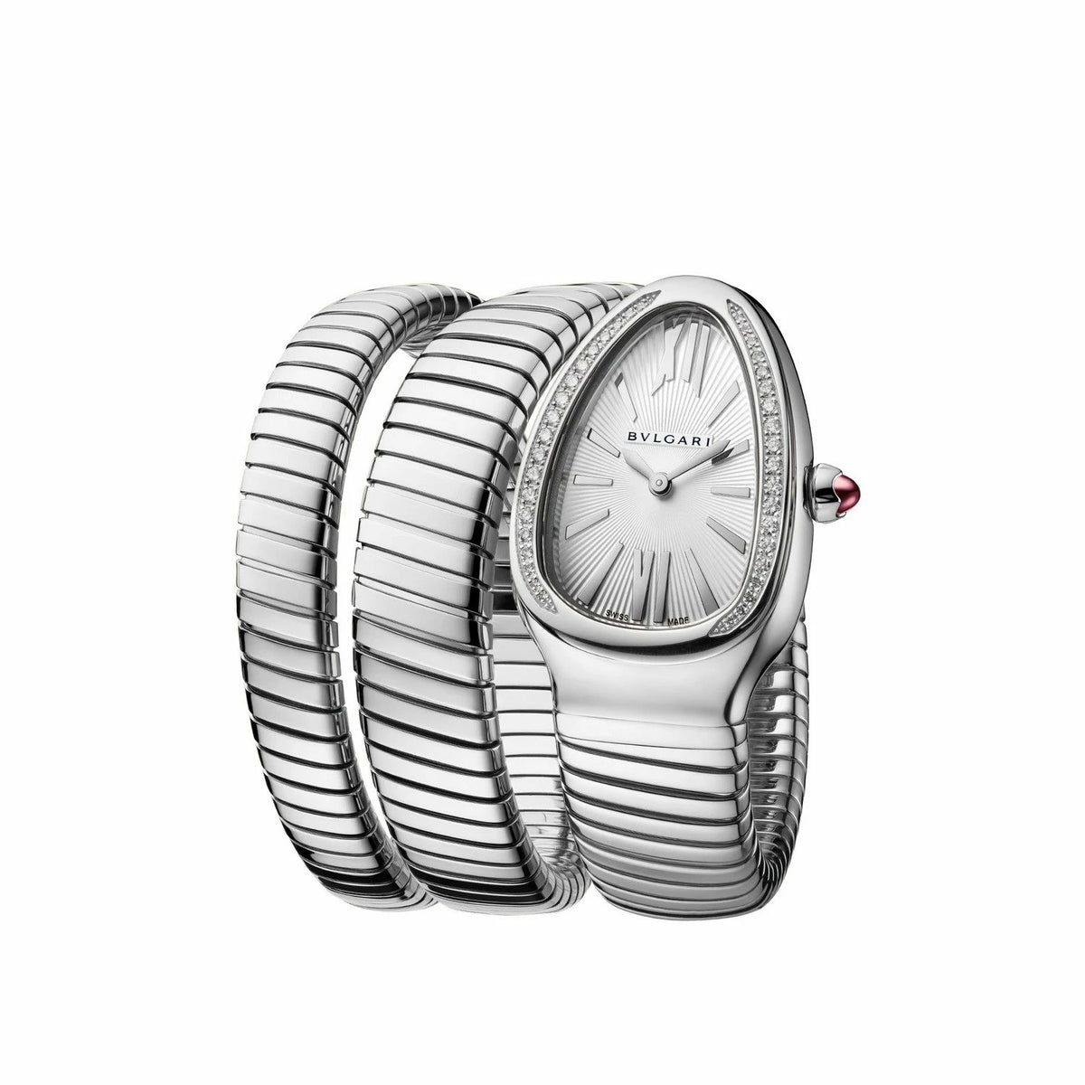 Triple-Wrap Snake Watch – Diamond-Set Bezel