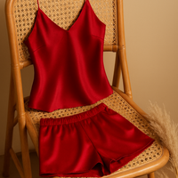 Satin Sleepwear Set for Women – Luxe Camisole and Shorts, Elegant 2-Piece Nightwear and Loungewear Set for Comfortable Sleeping and Relaxing